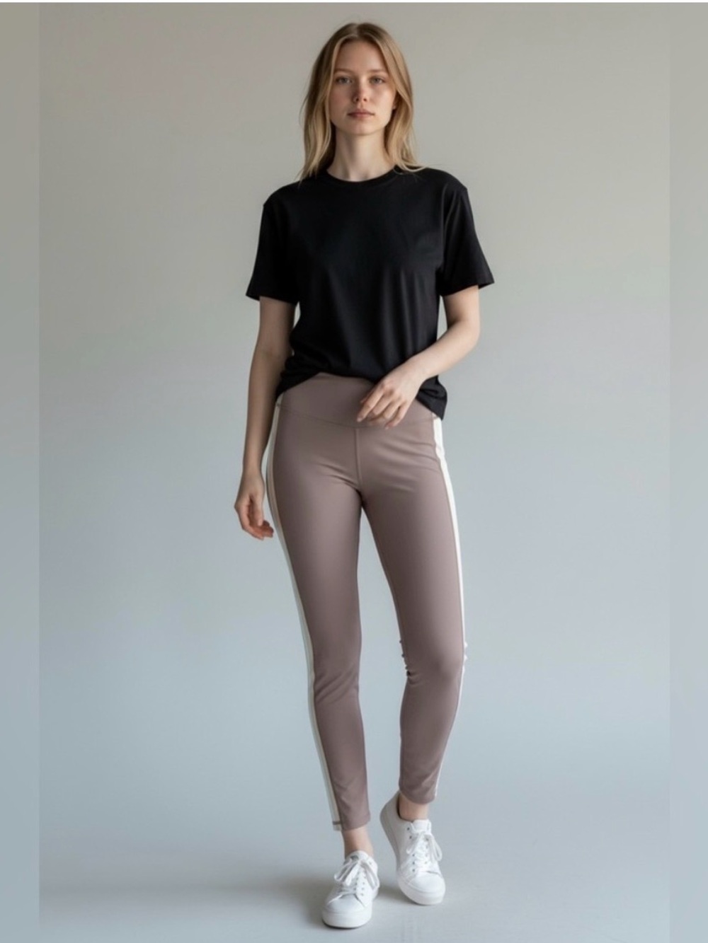 Wilo the Label Ribbed Leggings with Color Block Side Stripes NWOT